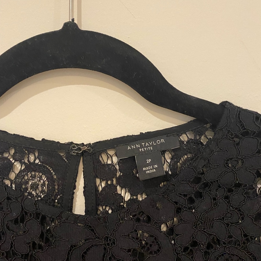 Ann Taylor Black Lace 3/4 sleeve Dress like new - Picture 3 of 4